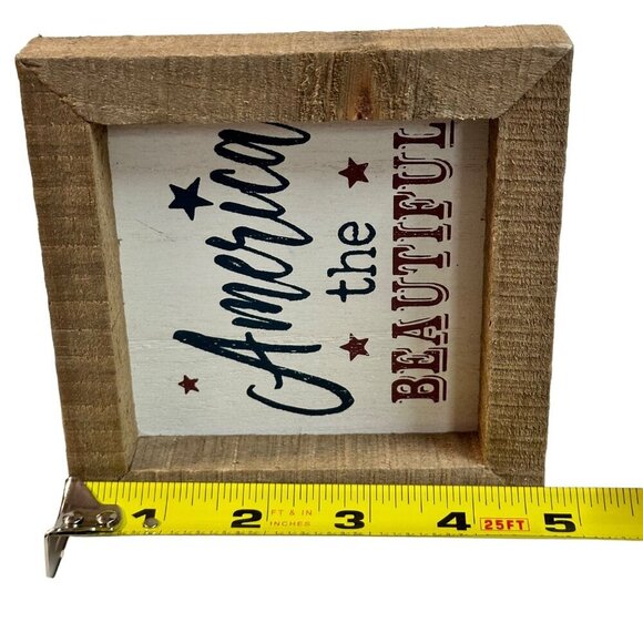 Patriotic Mini Wood Sign 4in July 4th American Rustic Primitive Tray Decor - Picture 4 of 7